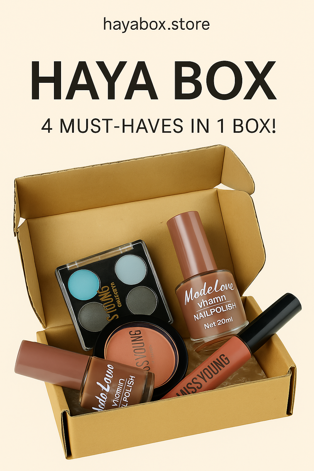 HAYA BOX – 4 in 1 Makeup Essentials Kit 💄✨note: read description. delivery charges are not fixed.